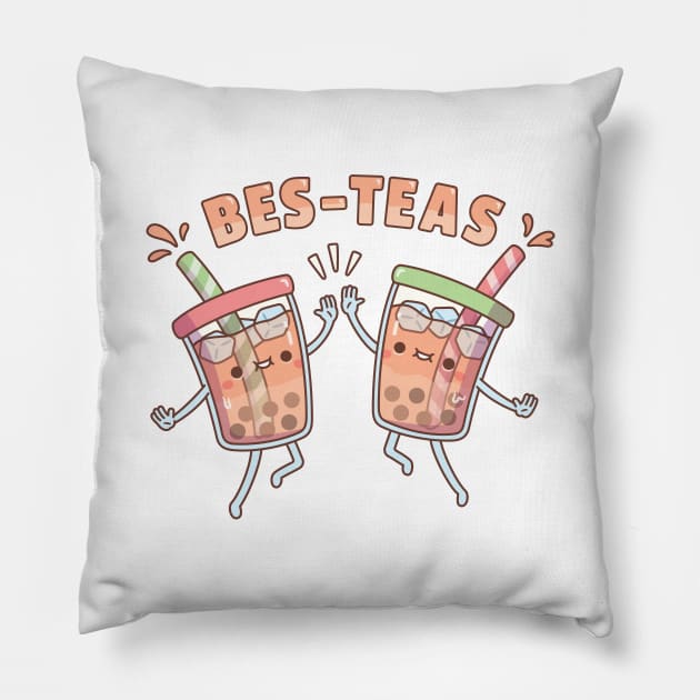 Cute High Five Bes-Teas Bestie Funny Pillow by rustydoodle