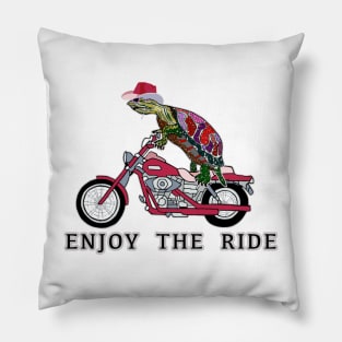 Turtle Love, Cowgirl Turtle, Enjoy the Ride, Motorcycle, Love, Girl bikers Pillow