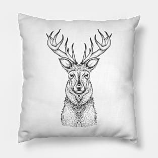 deer black modern abstract Pillow