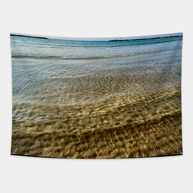 Beach Sand Ripples and Ocean Design Tapestry by Pamela Storch