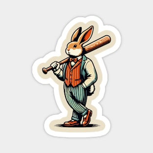 Rabbit carrying a baseball bat Magnet