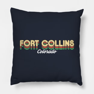 Retro Fort Collins Colorado Pillow