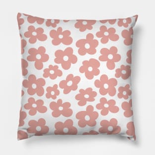 Aesthetic Peach Flowers Retro Daisy Pillow