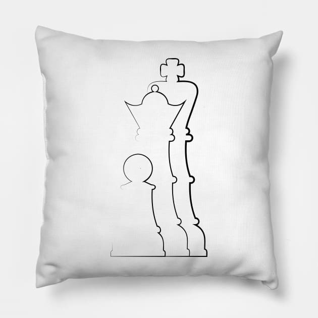 King queen and pawn chess line art Pillow by AnnArtshock