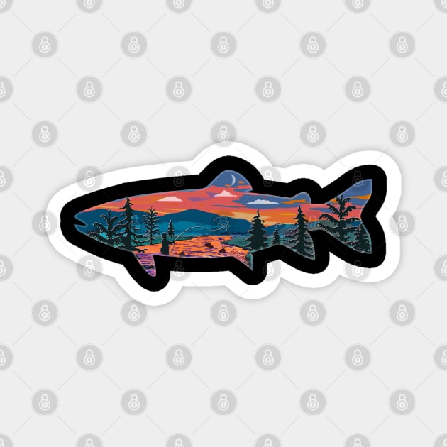 Vinyl Fishing Sticker Fly Fishing Gifts Fish & Forest Vinyl Decal