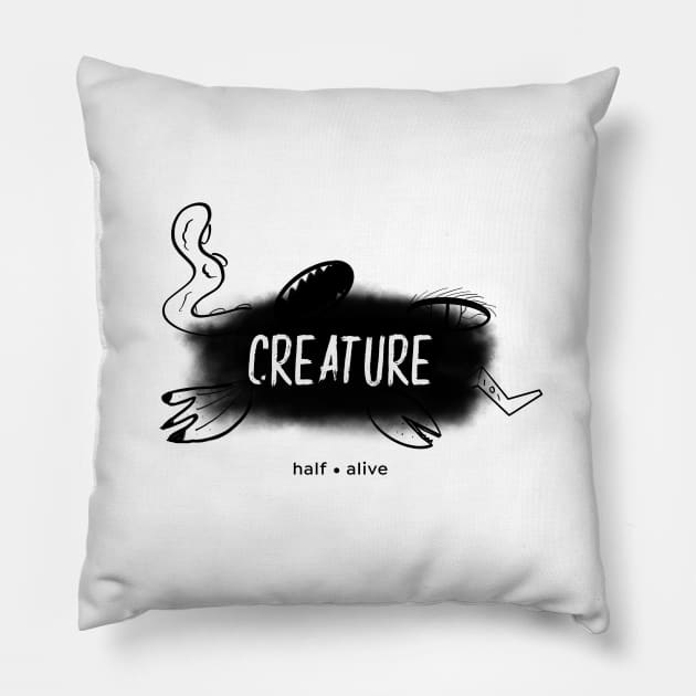 Half Alive Creature (black) Pillow by usernate