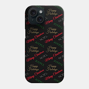 Christmas Holiday Word Collage with Black Background Phone Case