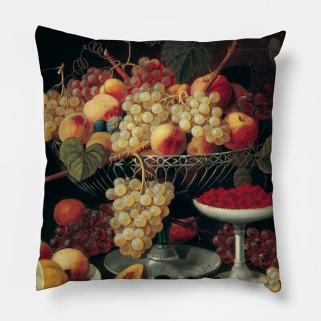 Still Life Painting of Wine & Grapes & Fruit Pillow by softbluehum