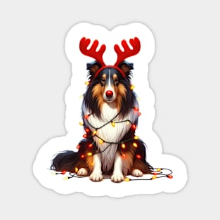 Christmas Red Nose Collie Dog Magnet