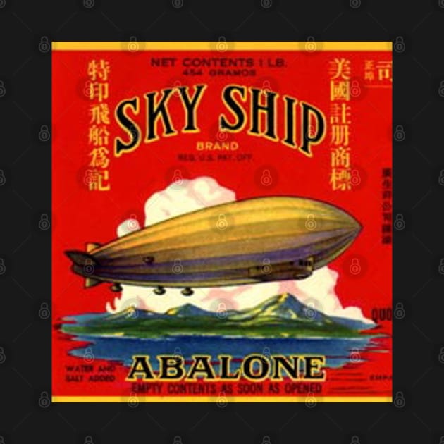 Sky Ship Vintage Abalone Label Cannery Row Monterey by REDWOOD9