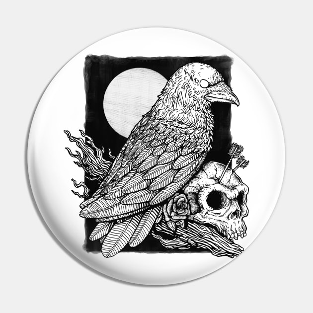 Crow Pin by Deniart