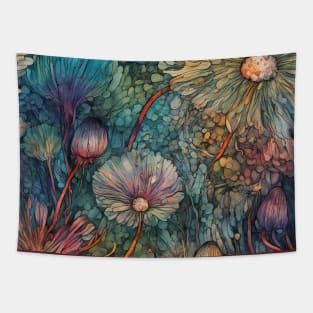 Colourful Painted Flowers Tapestry