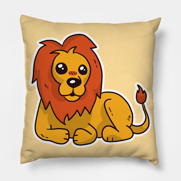 Cute Lion Cartoon Character Pillow by SLAG_Creative