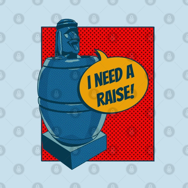 Comic-Style Barrel Man: Humorous 'I Need a Raise!' by Bear World Industries