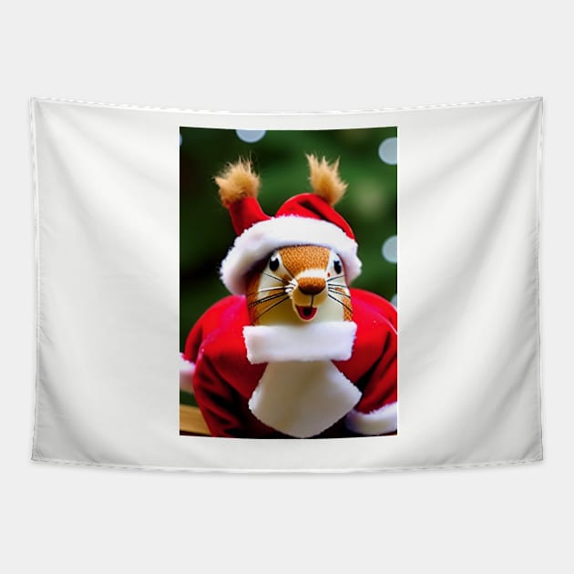 LAUGHING FATHER XMAS SQUIRREL Tapestry by sailorsam1805