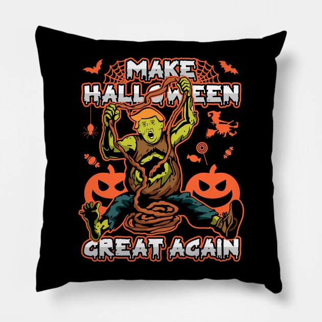Zombie Trump Make Halloween Great Again Pillow by RadStar