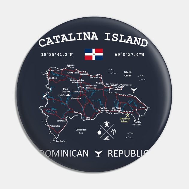 Catalina Island Dominican Republic Flag Travel Map Coordinates GPS Pin by French Salsa