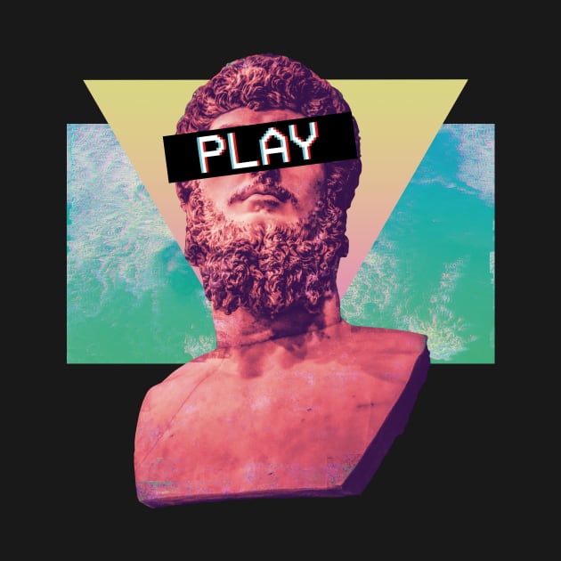 Vaporwave Aesthetic Glitch Effect Play Bust by bestcoolshirts