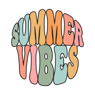 Summer Vibes Rainbow Text T-Shirt