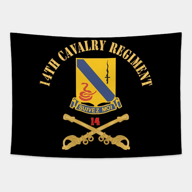 Army - 14th Cavalry Regiment w Cav Br - Red Txt X 300 Tapestry by twix123844