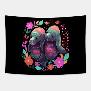 Manatee Couple Valentine Tapestry