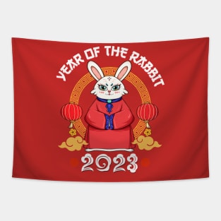 Yin Yan Bunny Zodiac Chinese New Year 2023 Year of Rabbit Tapestry