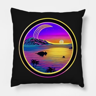 Sun and moon astral retro colorfull sticker Pillow