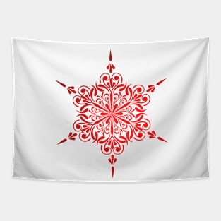 Festive Merry and Bright Red Snowflake - Christmas Holiday Season Tapestry