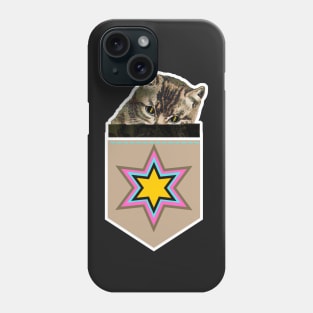 Cat with lightning eyes peeping from pocket Phone Case