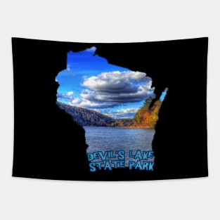 Wisconsin State Outline (Devil's Lake State Park) Tapestry
