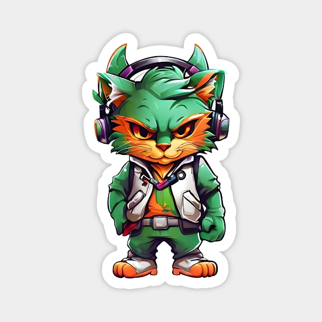 Gamer Cartoon Cat Magnet by anurak2516