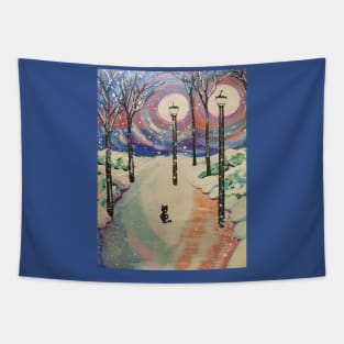 Stray cat in winter Tapestry