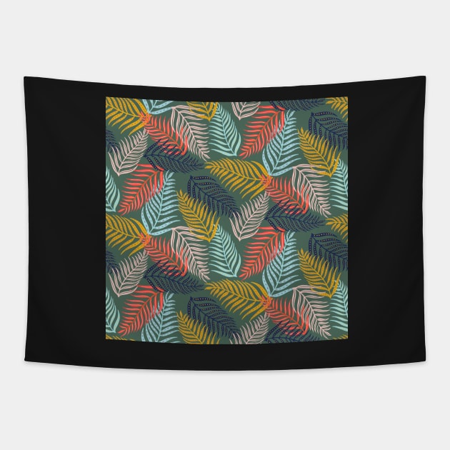 Palm leaf pattern l Tapestry by Papergrape