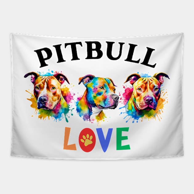 Pitbull LOVE Tapestry by Doodle and Things