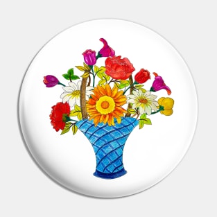 Pencil Art Sketch A Pot Of Colorful Handdrawn Flower Bouquet Pin
