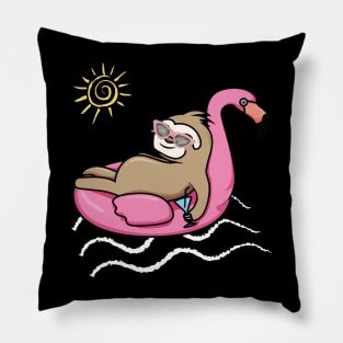 Chilling flamingo sloth beach Pillow