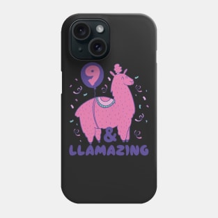 Llamazing 9th Birthday 9 Years Old Llama Girls Kids Gift product Phone Case