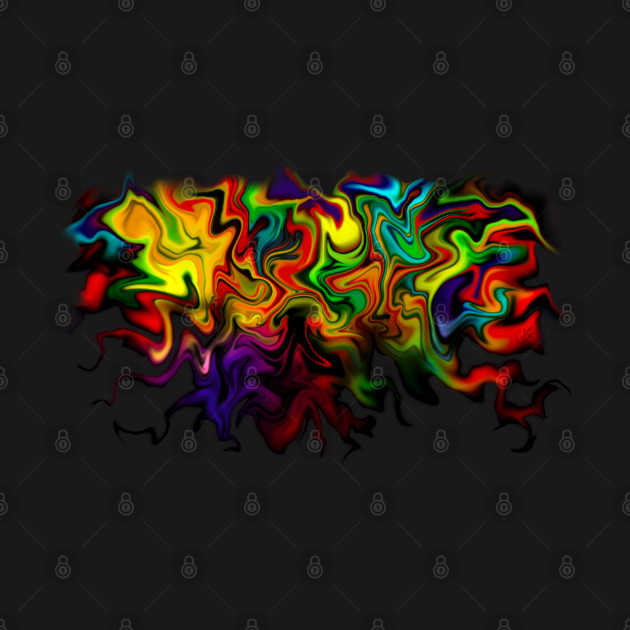 Acid trip, digital fluid pour, abstract dark rainbow by MayGreenAbgrall