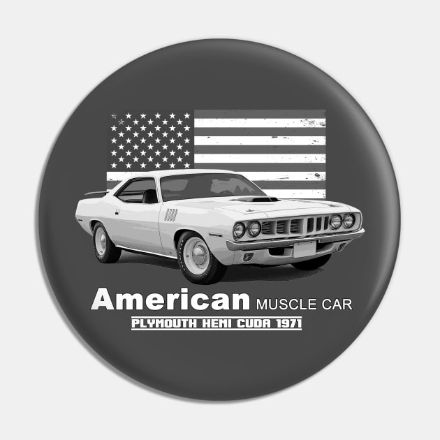 Plymouth Hemi Cuda American Muscle Car 60s 70s Old is Gold Pin by Jose Luiz Filho