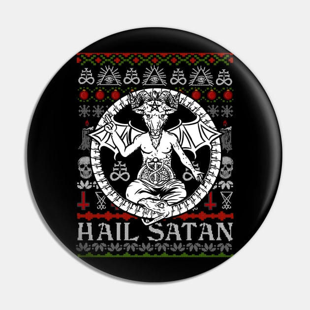 Satanic Christmas - Hail Satan Ugly Sweater Pin by biNutz