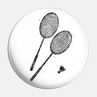 Badminton racket black and white Pin