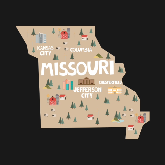 Missouri State USA Illustrated Map by JunkyDotCom