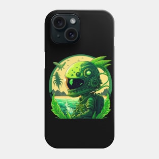 Green alien astronaut Phone Case