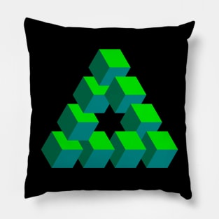 Optical illusion triangle #8 - greens Pillow