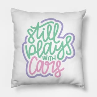 Still Plays With Cars - Mint / Pink / Purple Pillow