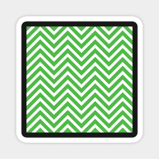 Green and White Chevron Pattern Magnet