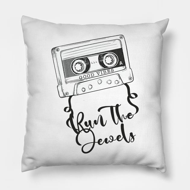 Good Vibes Run The Jewels // Retro Ribbon Cass Pillow by Stroke Line