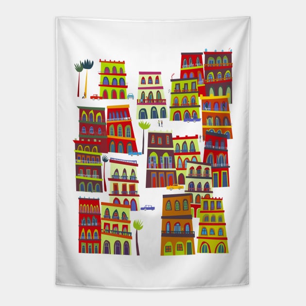 Havana Cuba Cityscape Art Tapestry by NicSquirrell