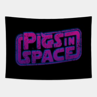 Pigs in Space // Retro Neon Distressed Style Tapestry