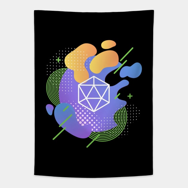 Colorful Retro D20 Dice Tabletop RPG Addict Tapestry by dungeonarmory